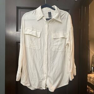 NOLI WOMENS LONG SLEEVE BUTTON DOWN, SIZE SMALL, IVORY